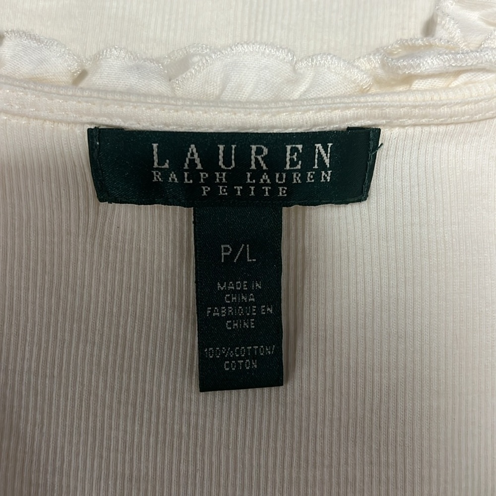Lauren Ralph Lauren Ruffle V-neck Ribbed Top​​​ - Picture 11 of 11